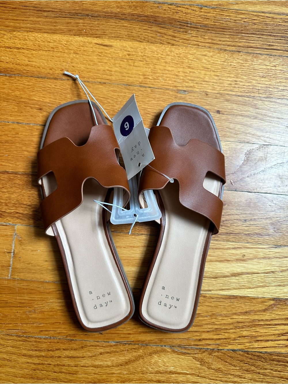 a new day Tan Brown Cutout Slide Sandals